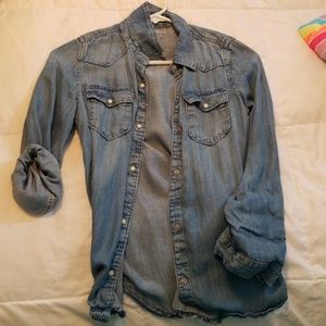 Girls denim chambray snap shirt